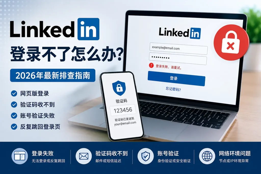 LinkedIn登录不了怎么办？2026年网页版登录、验证码收不到和账号验证排查